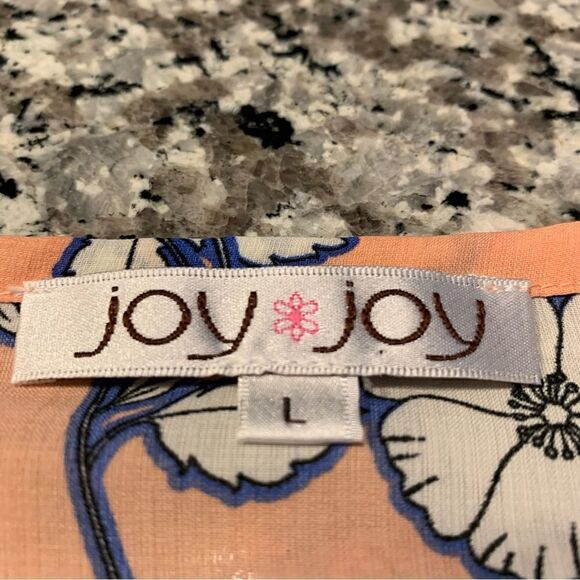 Joy Joy Top L  Cottagecore Boho Floral Print Smocked Casual Faux Wrap Blouse - Picture 3 of 6